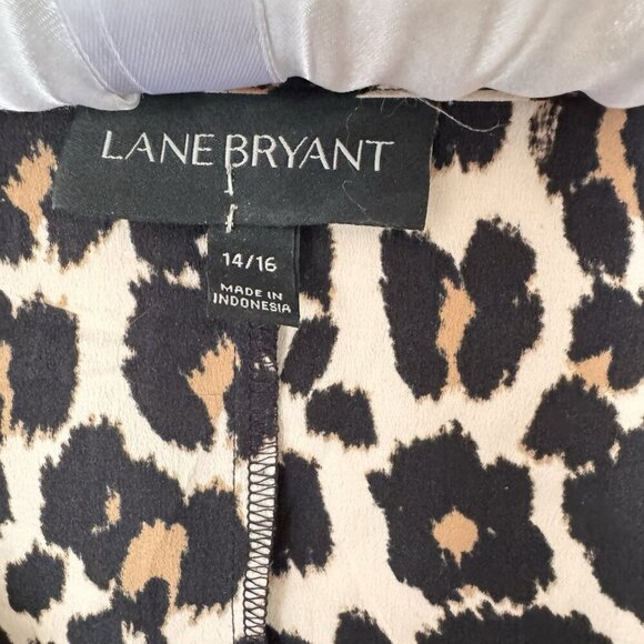 Lane Bryant Leopard Cheetah Animal Print Bell Ruffle Sleeve Top Plus Size 14/16 - Picture 4 of 9